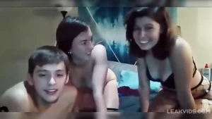 Real mom, daughter & son fucking on live webcam for money