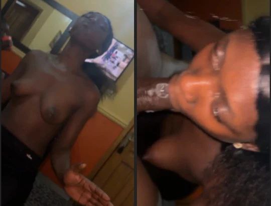 Petite skinny babe with small boobs working on dick