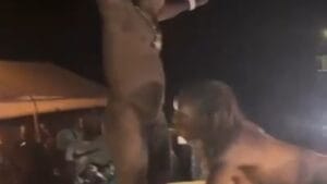 Midget Guy and Tall Lady Put on a Wild Sucking and Fucking Show on Stage!