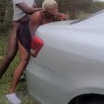 Thick Lady Takes Hard Backshots Behind a Car in the Wild
