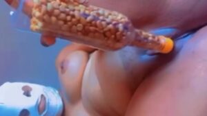 Masked Lady Masturbate Using Groundnut Bottle