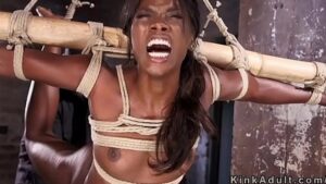 Stunning Ebony Pussy Fucked In Bondage